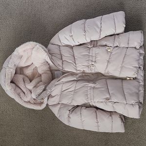 Zara girls light beige winter coat.